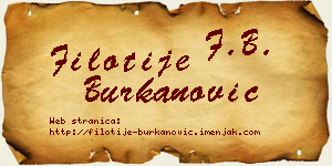 Filotije Burkanović vizit kartica